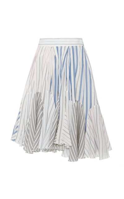 Shop Jw Anderson Striped Cotton Pajama Midi Skirt
