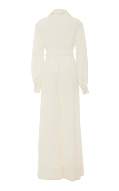 Shop Co Belted Crepe Wide-leg Jumpsuit In White