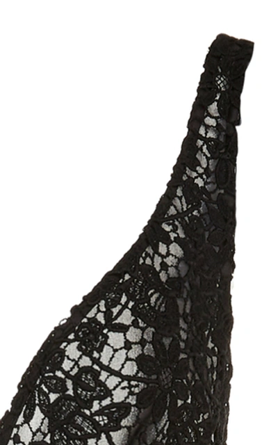 Shop Brock Collection Bow-detailed Peplum Cotton-blend Lace Top In Black