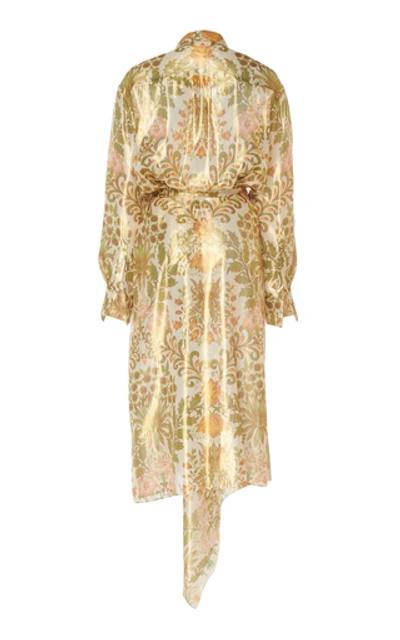 Shop Oscar De La Renta Paisley-print Silk-blend Midi Dress In Yellow