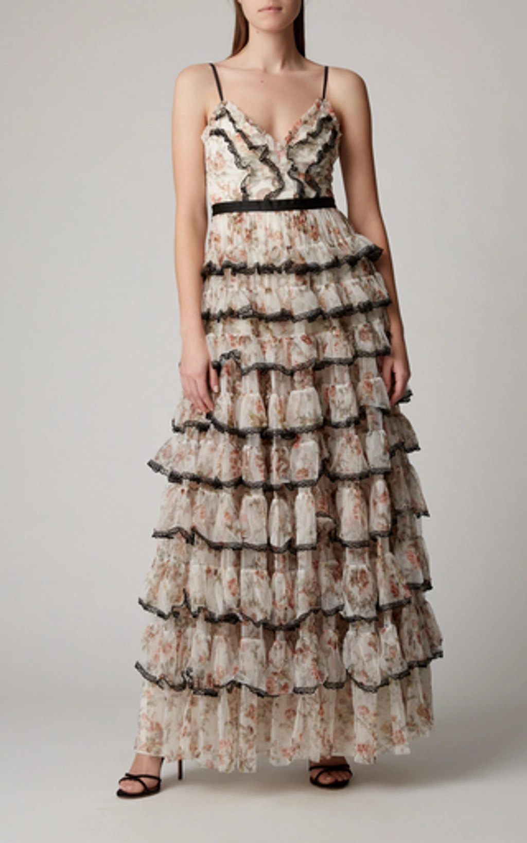 Needle Thread Garland Marie Ruffled Tulle Gown In Floral ModeSens