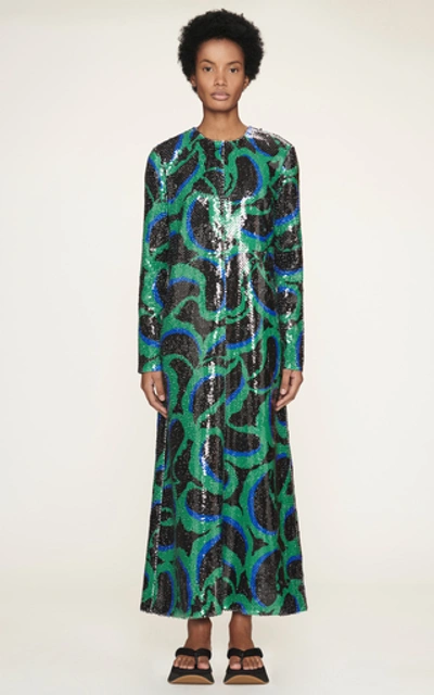 Shop Marni Printed Sequin Maxi Dress