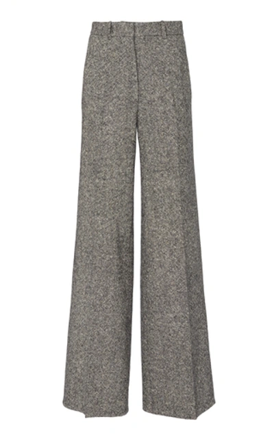 Shop Victoria Beckham Women's Wool-tweed Wide-leg Pants In Grey