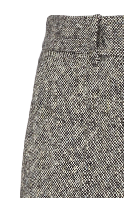 Shop Victoria Beckham Women's Wool-tweed Wide-leg Pants In Grey