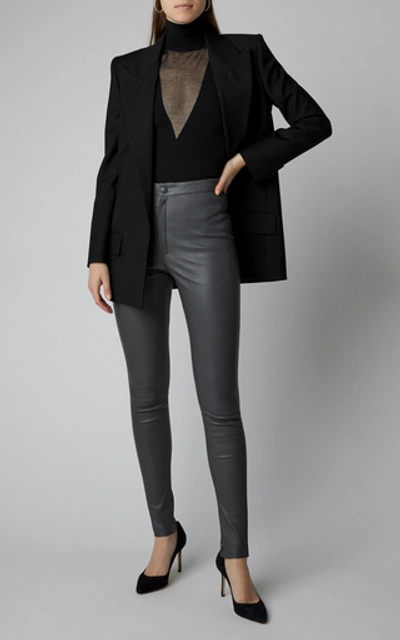 Shop Zeynep Arcay Stretch-leather Skinny Pants In Grey