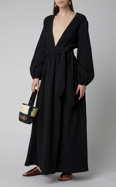 Shop Mara Hoffman Luna Cotton Maxi Dress In Black