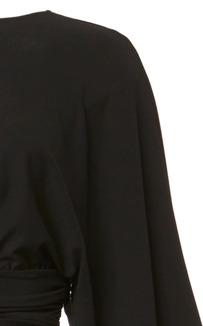 Shop Alexandre Vauthier Balloon-sleeve Stretch-crepe Bodysuit In Black