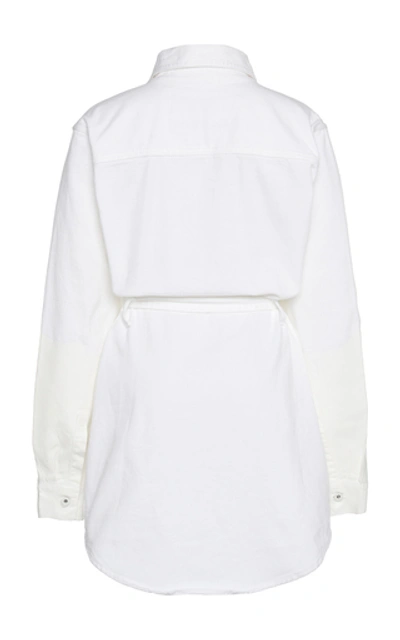 Shop Off-white Cotton Mini Shirt Dress In White