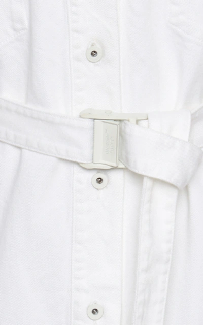 Shop Off-white Cotton Mini Shirt Dress In White