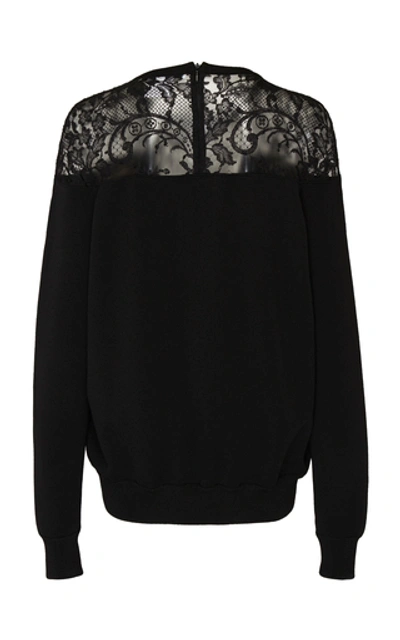 Shop Givenchy Lace-paneled Crepe Top In Black