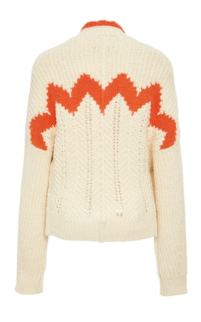 Shop Isabel Marant Bell Intarsia Cotton And Wool-blend Sweater In White