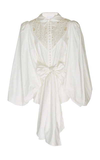 Shop Acler Vicount Tie-front Cotton Broderie Anglaise Blouse In White