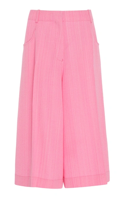 Shop Jacquemus Le Short D'homme Pleated Silk-blend Culottes In Pink