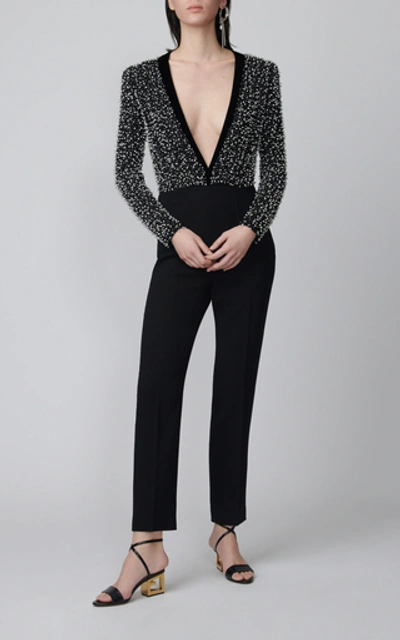 Shop Givenchy Embellished Wool-blend Jumpsuit In Black