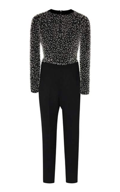 Shop Givenchy Embellished Wool-blend Jumpsuit In Black