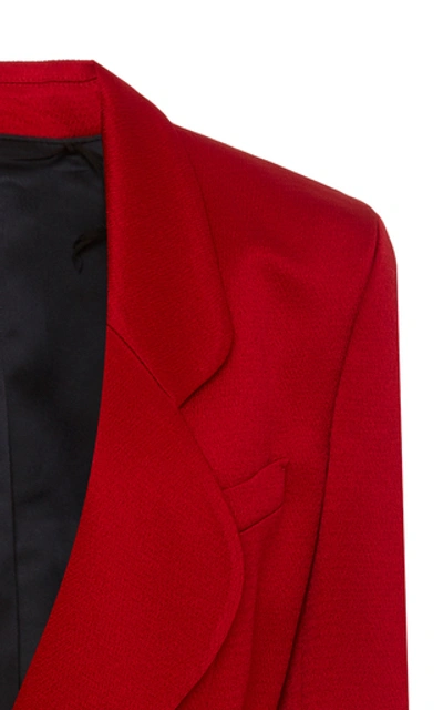 Shop Blazé Milano Royal Delight Tie-waist Crepe Blazer In Red