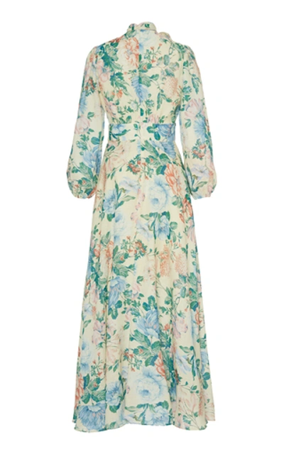 Shop Zimmermann Verity Plunge Linen Dress In Floral