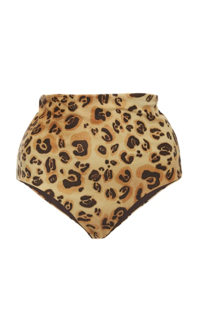 Shop Mara Hoffman Lydia High-waisted Leopard-print Bikini Briefs In Animal