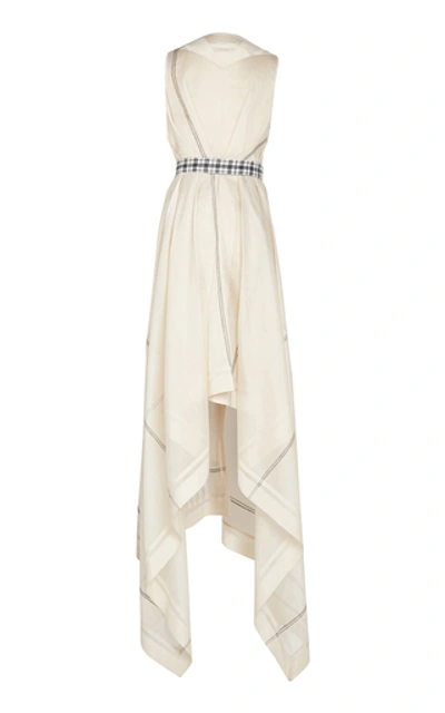 Shop Rahul Mishra Maheshwari Gossamer Draped Silk Blend Midi Dress In Stripe