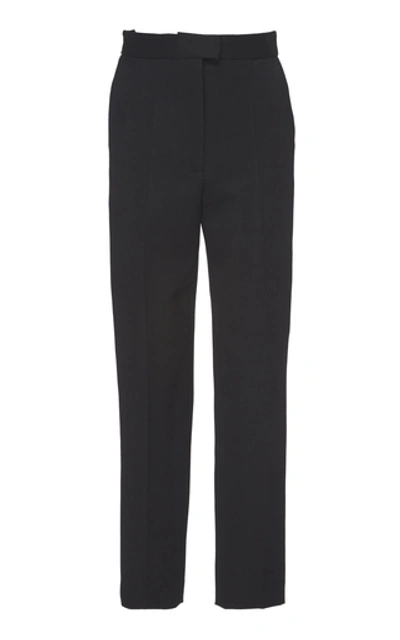 Shop Martin Grant Cropped Wool-silk Straight-leg Pants In Black