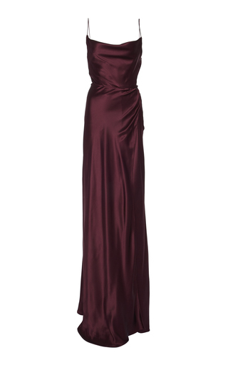 burgundy silk gown