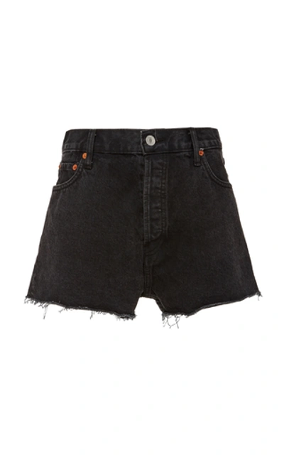 Shop Re/done High-rise Denim Shorts In Black