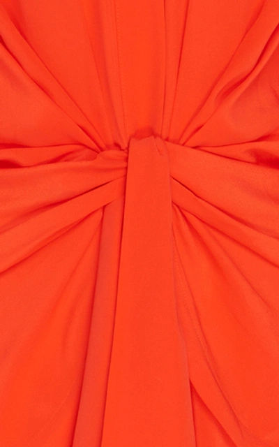 Shop Victoria Beckham Tied Waist Silk Shirtdress In Red