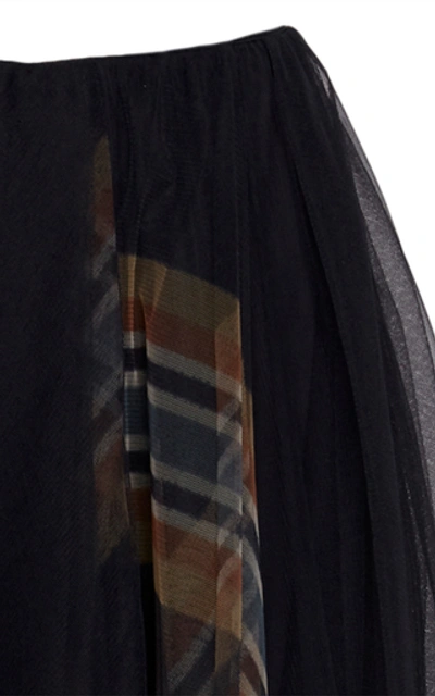 Shop Brunello Cucinelli Striped Tulle Maxi Skirt In Black