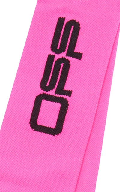 Shop Off-white Logo Print Crew Socks In Pink