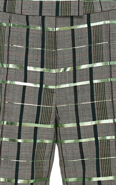 Shop Rosie Assoulin Plaid Wool-blend Straight-leg Pant In Green