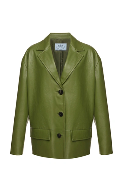Prada Leather Jacket In Green | ModeSens