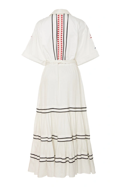 Shop Temperley London Blossom-print Cotton-poplin Midi Shirt Dress In White