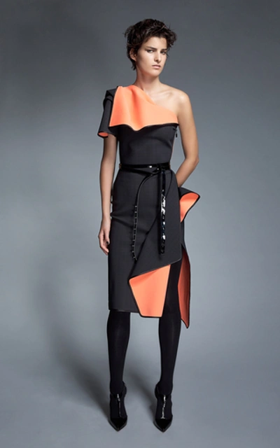 Shop Maticevski Aquatic One-shoulder Shell Dress In Multi