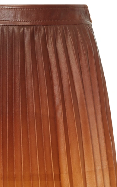 Shop Givenchy Pleated Leather Maxi Skirt In Brown