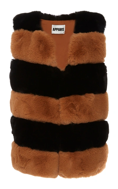 Shop Apparis Ritana Striped Faux Fur Vest