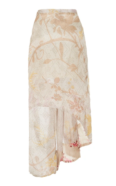Shop Roopa Fija Jacquard Asymmetric Pleated Skirt In Floral