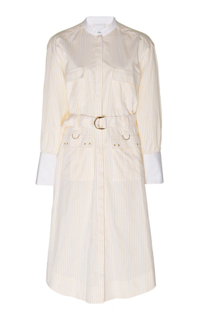 Shop Acler Edwin Belted Striped Cotton Midi Dress
