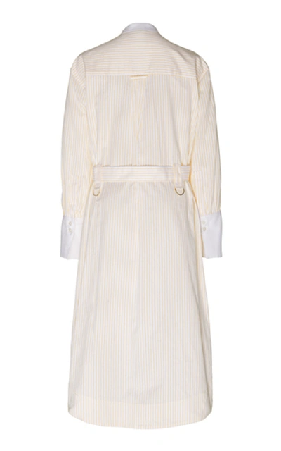 Shop Acler Edwin Belted Striped Cotton Midi Dress