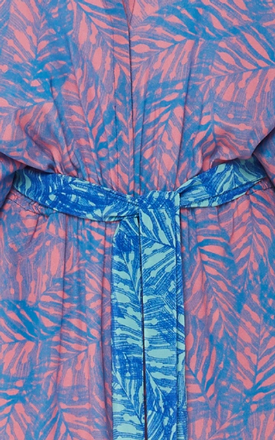 Shop Jaline Natasha Feather-print Wide-leg Silk Jumpsuit