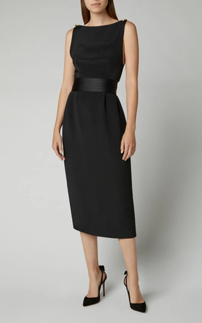 Shop Markarian Exclusive Belted Silk Midi Dress In Black