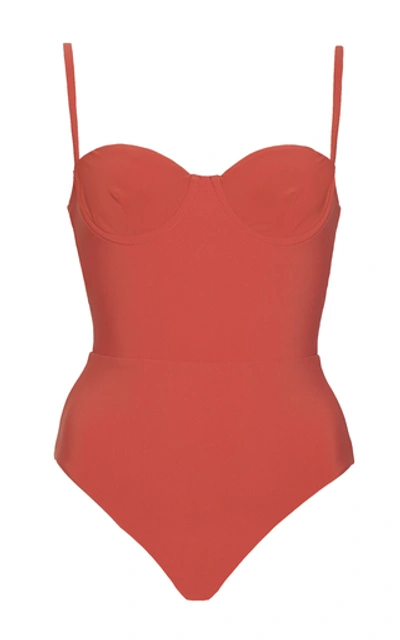 Shop Anemone Balconette One-piece Swimsuit In Red