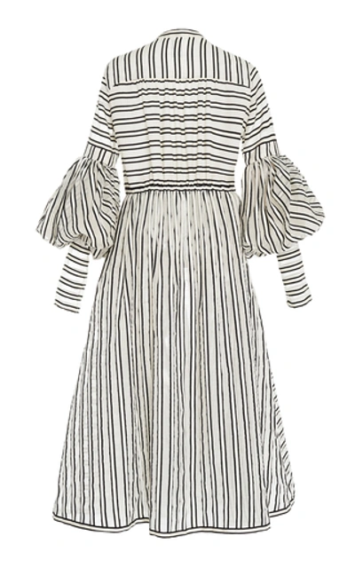 Shop Rosie Assoulin Cutout Striped Wool-blend Dress