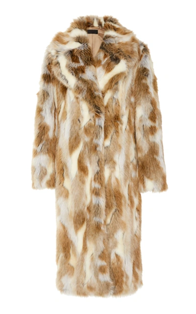 Shop Nili Lotan Simon Oversized Multi-colored Faux Fur Coat In Brown