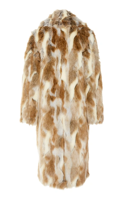 Shop Nili Lotan Simon Oversized Multi-colored Faux Fur Coat In Brown