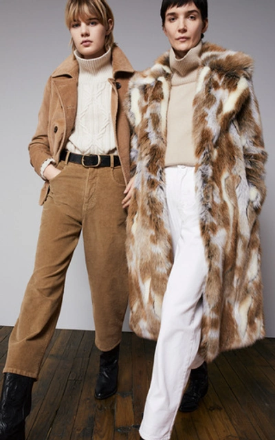Shop Nili Lotan Simon Oversized Multi-colored Faux Fur Coat In Brown