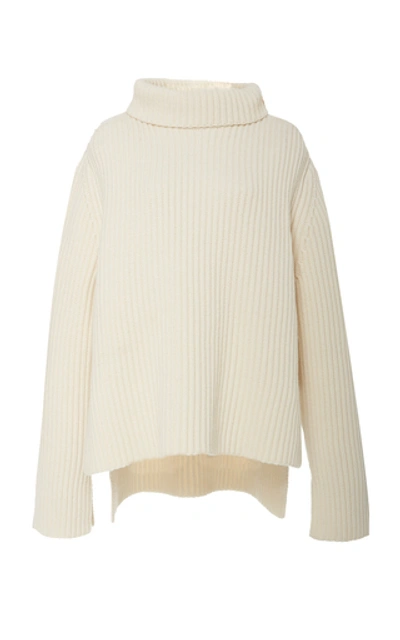 Shop Joseph Rib-knit Wool Turtleneck Sweater In Ivory