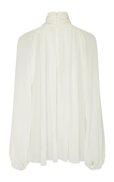 Shop Givenchy Draped Silk-georgette Top In White