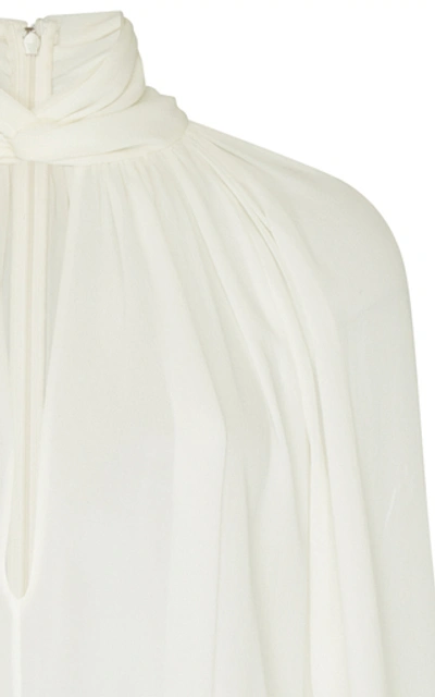 Shop Givenchy Draped Silk-georgette Top In White