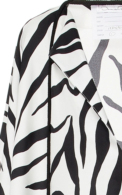 Shop Oscar De La Renta Zebra-print Silk-crepe Kaftan In White