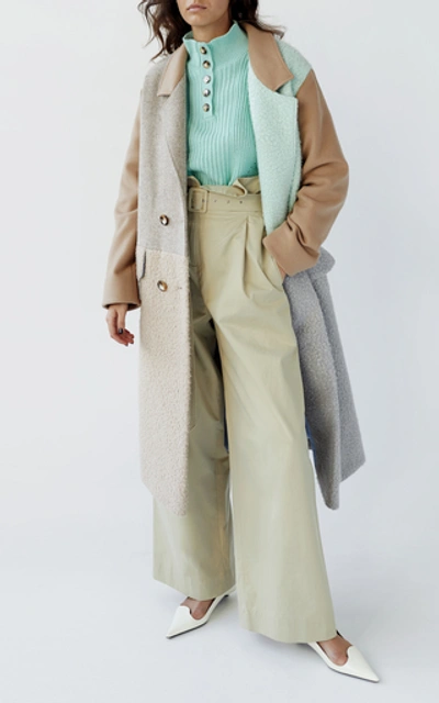 Shop Anna October Paris Color-block Wool-blend Coat In Multi